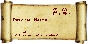 Patonay Metta névjegykártya